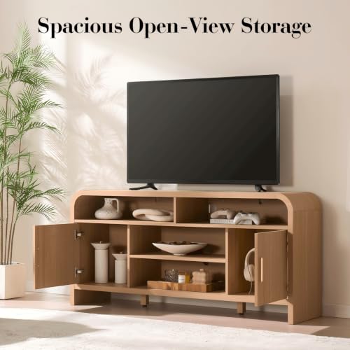 Entertainment Center, Curved TV Stand, FSC-Certified Wood, view 7