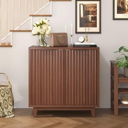 Buffet Cabinet with Storage Fluted Sideboard Accent Modern Credenza with 2, view 7
