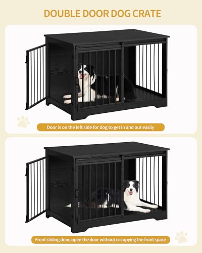 39.3" L Dog Crate Furniture Indoor Dog Kennel with Barn Door, view 4