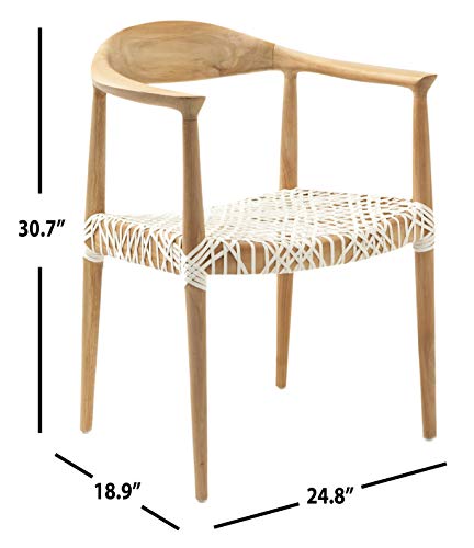 Wade Light Oak Armchair with Woven Leather Seat, Mid-Century Modern, view 4