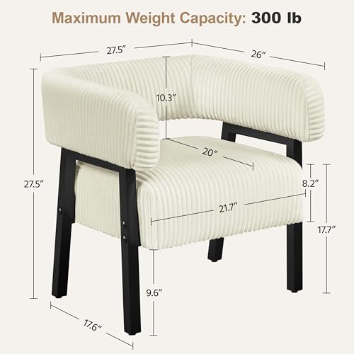 Yaheetech Accent Chair Set of 2 with Pocket Coiled Seat, Corduroy Living Room Barrel Chair Comfy Modern Sofa Armchair for Small Space Bedroom Reading, Beige