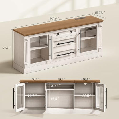 Farmhouse TV Stands for 65 Inch TV with Storage for Living Room, view 3