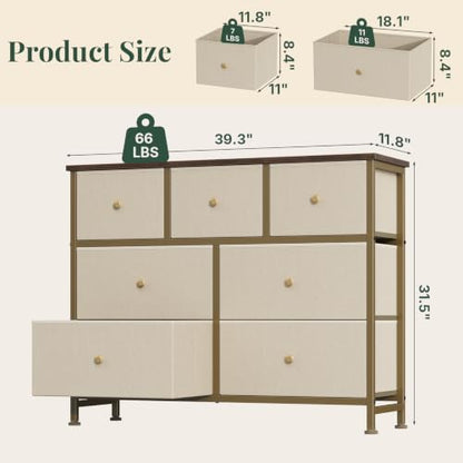 Fabric Dresser for Bedroom with 7 Drawers, Chest of Drawers, view 4