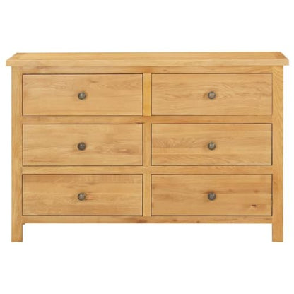 Solid Oak Wood Chest of Drawers 6 Drawer 41.3x13.2x28.7 Inches, view 5