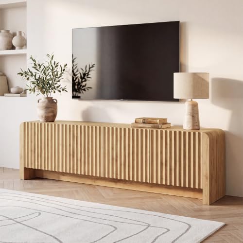 78.75" TV Stand with Storage, Entertainment Center for Living Room, Oak, view 2