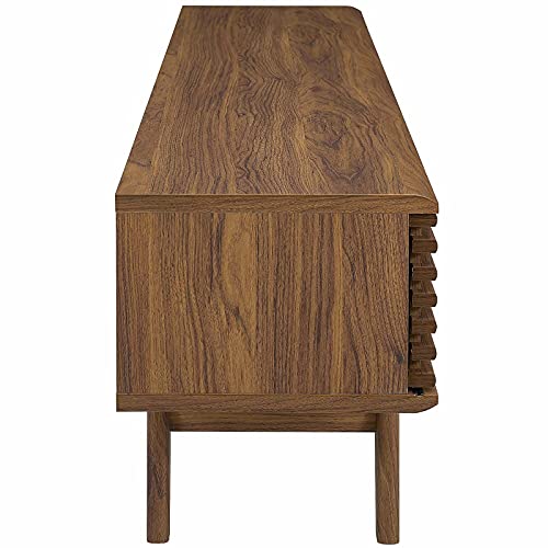 Render 70" Mid-Century Modern Low Profile Media Console Entertainment TV Stand in Walnut Walnut