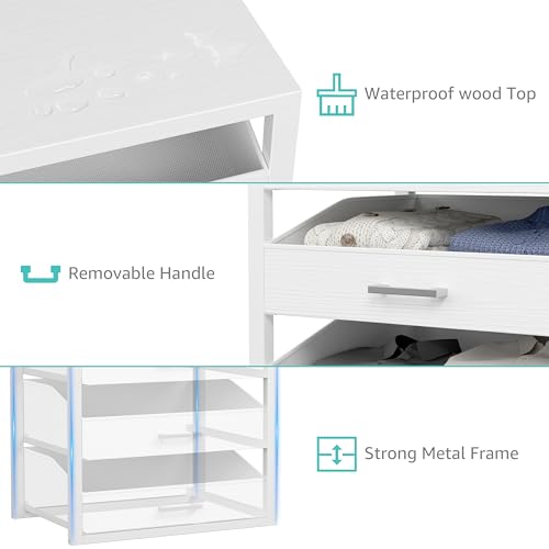 Closet Drawers White 3 Drawer Dresser for Closet Organizers and Storage Bedroom, view 6