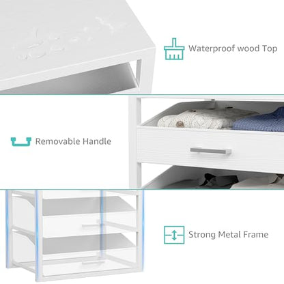 Closet Drawers White 3 Drawer Dresser for Closet Organizers and Storage Bedroom, view 6