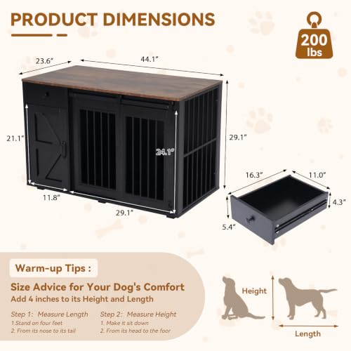 44" Dog Crate Furniture, Dog Kennel (44" Left Facing Door), view 3