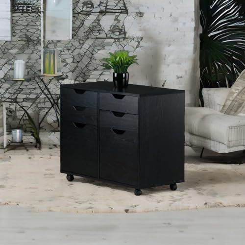 Wood Halifax 2-Section Mobile Storage Cabinet - Stylish, Versatile, Easy to Move