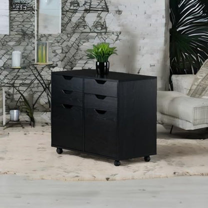 Wood Halifax 2-Section Mobile Storage Cabinet - Stylish, Versatile, Easy to Move