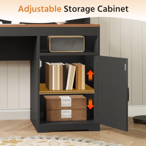 63" Farmhouse Computer Desk with 4 Drawers for Home Office, Bedroom, view 7