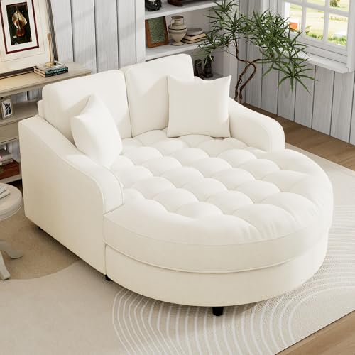 55" Modern 2-Seater Chaise Lounge Sofa Bed, view 2