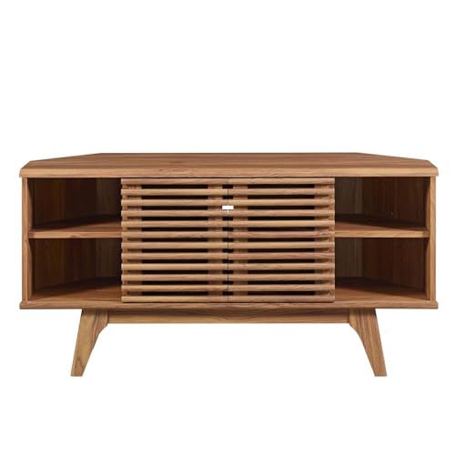 Render Mid-Century Modern Low Profile Corner Media TV Stand in Wal, 15 x 46 x 23, view 6