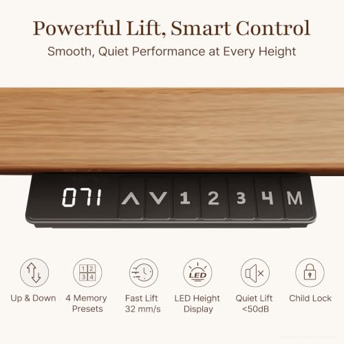 79" L-Shaped Executive Standing Desk, 4 Memory Presets, File Drawer, Power, view 6