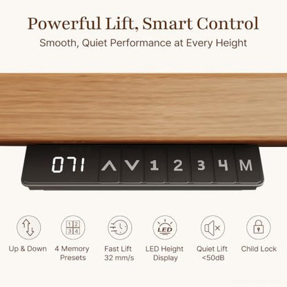 79" L-Shaped Executive Standing Desk, 4 Memory Presets, File Drawer, Power, view 6