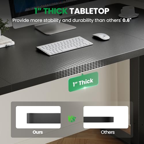 Black 60x28 in Electric Standing Desk, 1 Inch Thick Tabletop, view 4