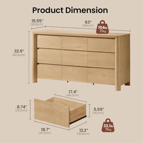 9 Drawer Dresser for Bedroom, view 3