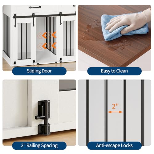 71'' Large Dog Crate for 2 Dogs,Dog Crate with 3 Drawer, view 6