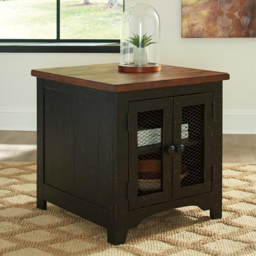 Signature Design by Ashley Storage End Table, Farmhouse Rustic, Black/Brown, view 3