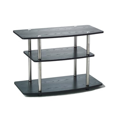 Designs2Go No Tools 3-Tier TV Stand 31.5" - Entertainment Center for TVs up to 37 Inches, Modern TV Console with Shelves for Living Room, Family Room, Black