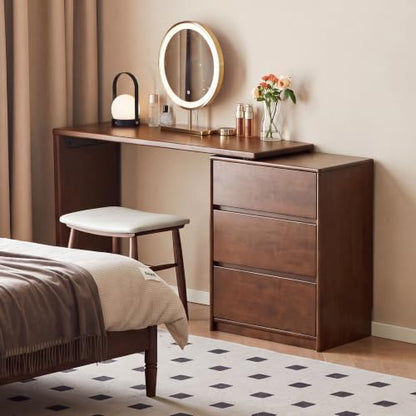 100% Solid Wood Nightstand, Wide Tall NightStand with 3 Drawers for Bedroom, view 8