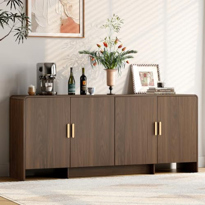 70" Sideboard Buffet Cabinet with Adjustable Shelves Storage,Walnut, view 2