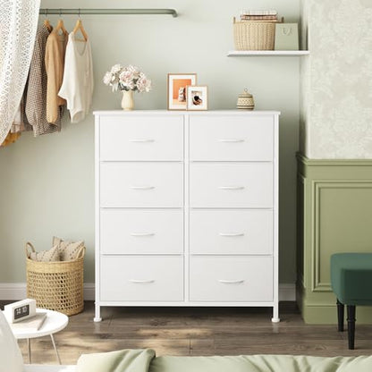 8 Drawer Fabric White Dresser for Bedroom, Tall Double Dresser, view 3
