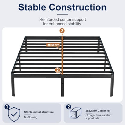 Queen Metal Bed Frame with Round Corner Legs, view 7