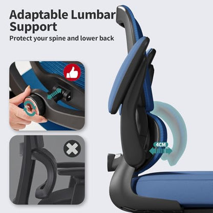 Office Chair, Ergonomic Desk Chair with Adjustable Lumbar Support, view 5