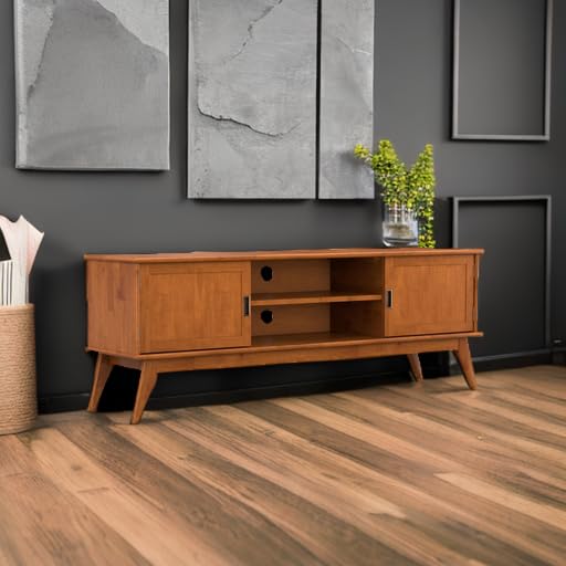 Draper 72" Wide Solid Wood TV Stand in Teak Brown, view 7
