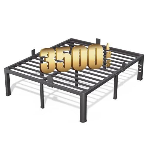 18 Inch Full Bed Frame with Rounded Corner and Headboard Hole Mattress, view 2
