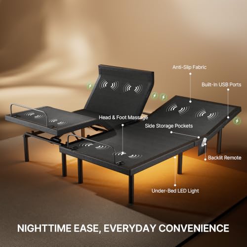 Adjustable Bed Frame with Multiple Motor Functions and Comfort Features, view 3