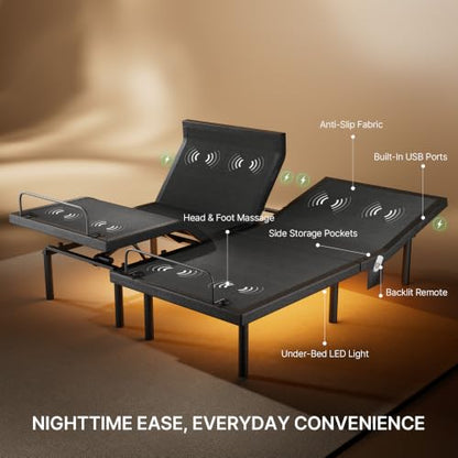Adjustable Bed Frame with Multiple Motor Functions and Comfort Features, view 3