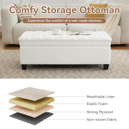 51" Fabric Storage Ottoman Bench, view 6