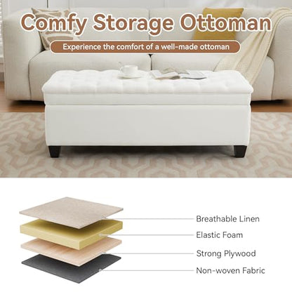 51" Fabric Storage Ottoman Bench, view 6