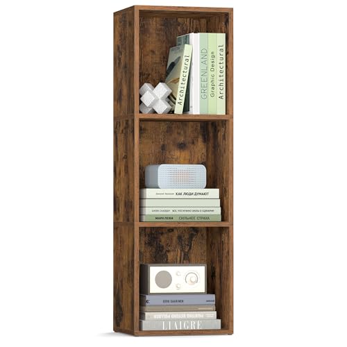 VASAGLE CUSTOS Collection - Bookshelf, 3-Tier Bookcase, Book Shelf, Open Storage Shelf, 9.4 x 11.8 x 37.3 Inches, for Living Room, Home Office, Dining Room, Rustic Brown ULBC433K01