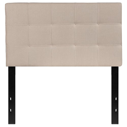 Quilted Tufted Upholstered Twin Size Headboard in Beige Fabric