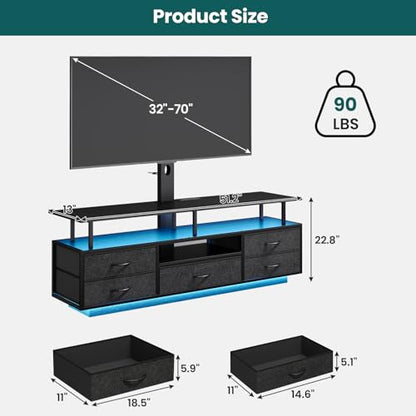 LED TV Stand with Mount for Living Room, 55, 60, 70 TV, 6 Drawers, view 3