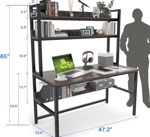 Desk with Hutch, Computer Desk with Shelves, 47 Inch, view 4