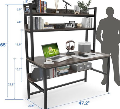 Desk with Hutch, Computer Desk with Shelves, 47 Inch, view 4