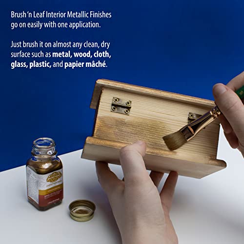 Brush N Leaf - Antique Gold Leaf 1oz Bottle - Liquid Antique Gold Leaf Paint for Metal Wood Ceramic and More - Interior Liquid Leaf Paint for Objects and Furniture