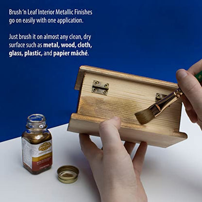 Brush N Leaf - Antique Gold Leaf 1oz Bottle - Liquid Antique Gold Leaf Paint for Metal Wood Ceramic and More - Interior Liquid Leaf Paint for Objects and Furniture