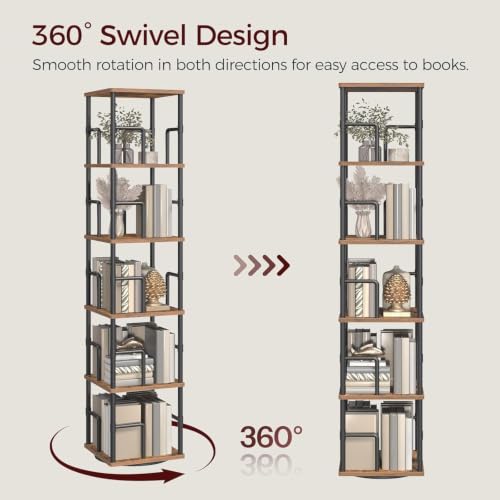 5-Tier Rotating Bookshelf, Freestanding Corner Bookshelf, 360° Spinning Bookcase, view 5