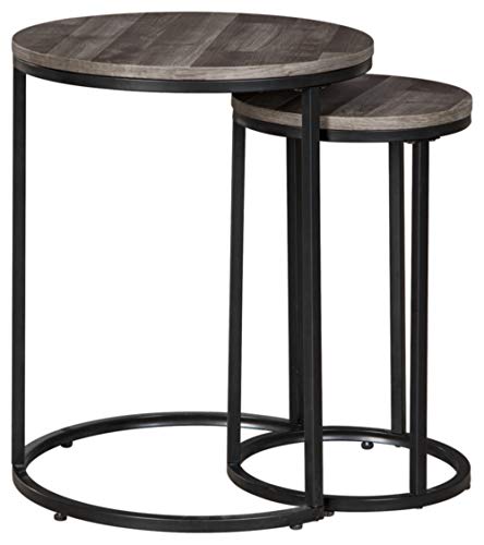 Black and gray industrial nesting accent tables, set of two, view 6