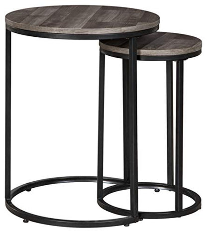 Black and gray industrial nesting accent tables, set of two, view 6