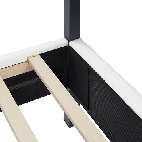 King Size Upholstered Canopy Bed Frame, view 8