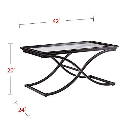 Vogue Cocktail Table - Black - Transitional Design, Black Glass and Wood - Ideal for Living Room, Family Room (CK9940)