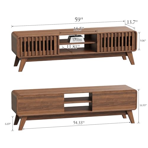 59 Inch Mid Century Modern TV Stand for 65 Inch TV (Walnut), view 8