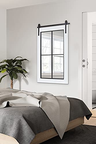 Cates Farmhouse Window Wall Mirror; 22 x 37; White; Sophisticated 4-Pane Panel Mirror for Wall